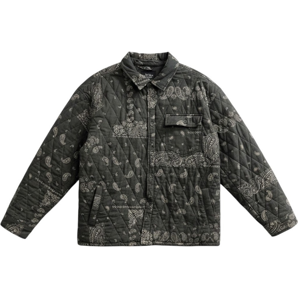 Original Use Jacket Gray Paisley Print Quilted Lined Shacket XL Layer Western